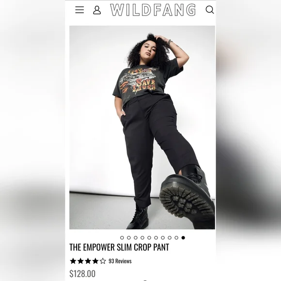 Wildfang Empower Slim Crop Pant Black Size 12 - Picture 7 of 7